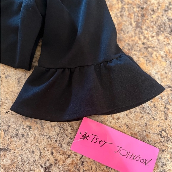 NWT Betsey Johnson Leopard Tie Front Fit & Flare Black Dress White Collar Sz 12 - Picture 10 of 16